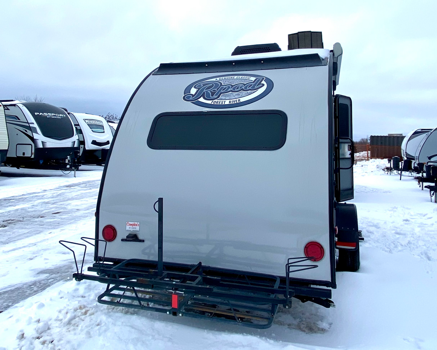 2018 Forest River R-Pod RP176 Travel Trailer showing back with bike rack