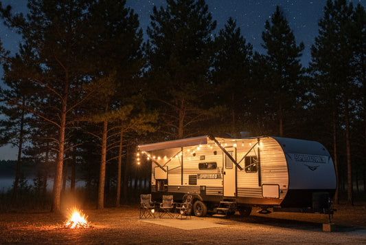 2021 KZ Sportsmen 301BHKSE Travel Trailer Entrance in a campground