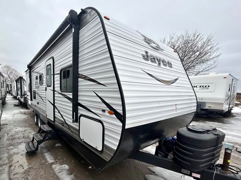 2020Jayco_Jay_Flight_267BHS  viewing exterior door entry and closed awning