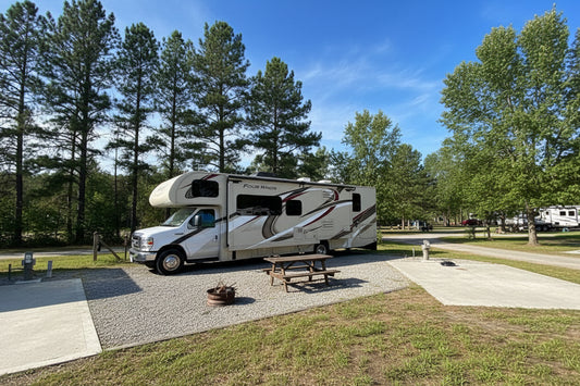 2019 Thor Four Winds 31Y C Class Motorhome driver side view with slide-out